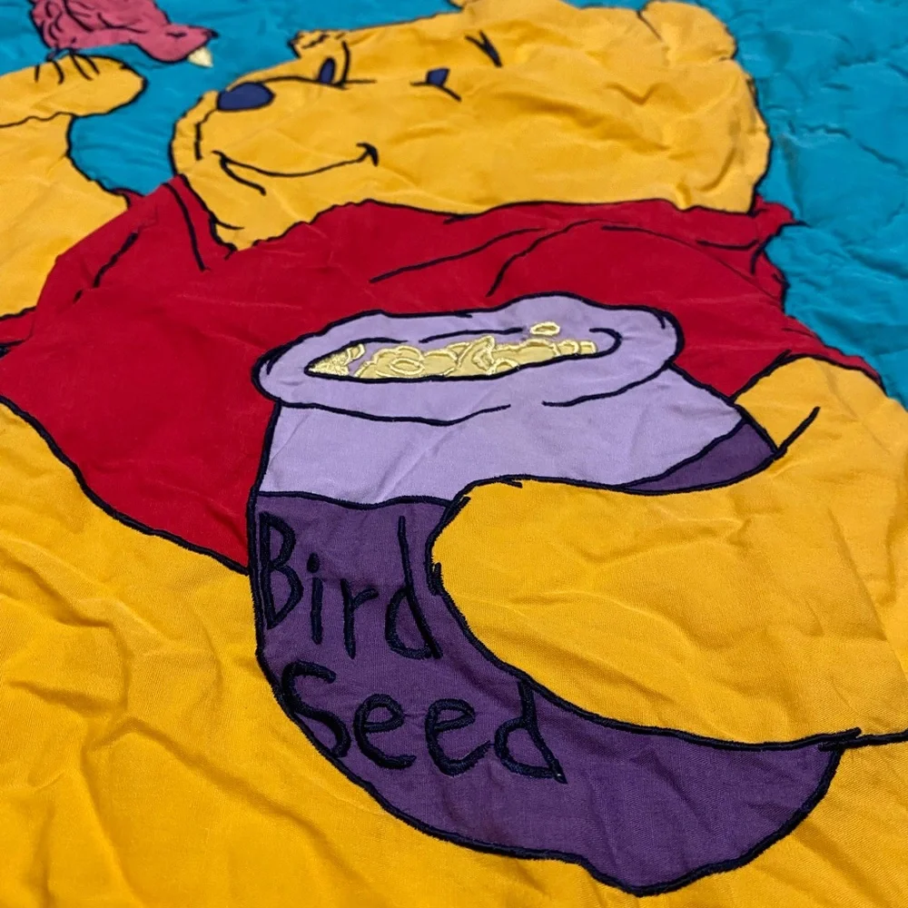 Vintage Disney Winnie The Pooh Blanket Patchwork Quilt Embroidered 90’s